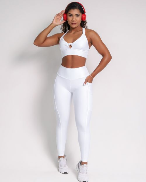 Conjunto Cal�a Legging B�sica Bolso Compress�o + Top Karol