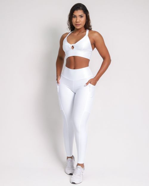 Conjunto Cal�a Legging B�sica Bolso Compress�o + Top Karol