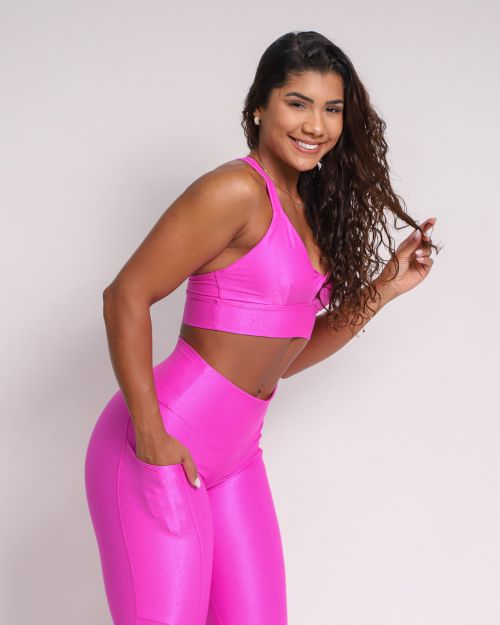 Conjunto Cal�a Legging B�sica Bolso Compress�o + Top Karol
