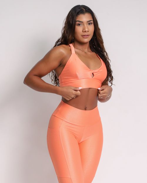 Conjunto Cal�a Legging B�sica Bolso Compress�o + Top Karol