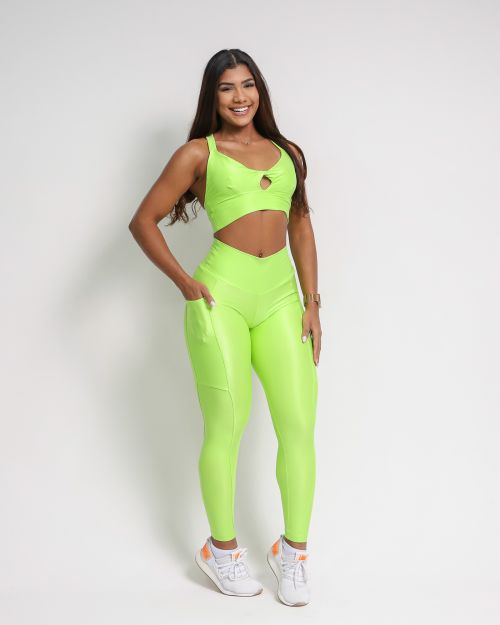 Conjunto Cal�a Legging B�sica Bolso Compress�o + Top Karol