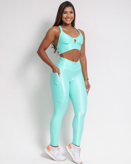 Conjunto Cal�a Legging B�sica Bolso Compress�o + Top Karol