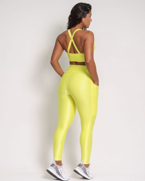 Conjunto Cal�a Legging B�sica Bolso Compress�o + Top Karol