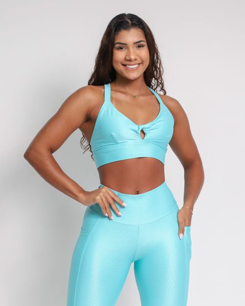 Conjunto Cal�a Legging B�sica Bolso Compress�o + Top Karol