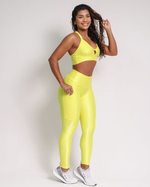 Conjunto Cal�a Legging B�sica Bolso Compress�o + Top Karol