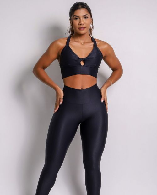 Conjunto Cal�a Legging B�sica Bolso Compress�o + Top Karol