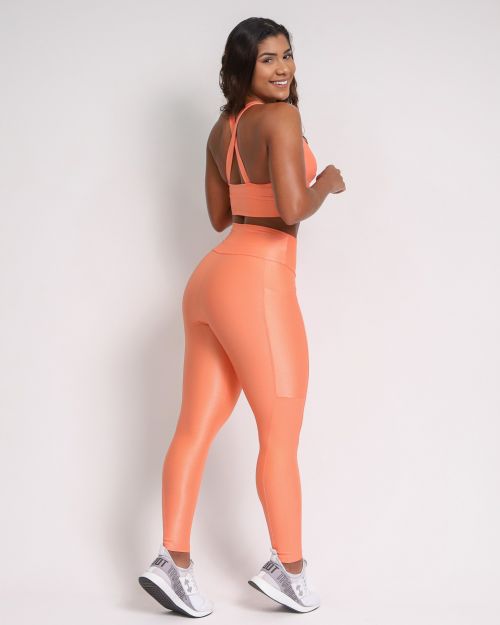 Conjunto Cal�a Legging B�sica Bolso Compress�o + Top Karol