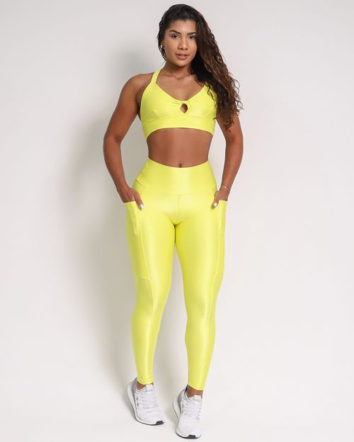 Conjunto Cal�a Legging B�sica Bolso Compress�o + Top Karol