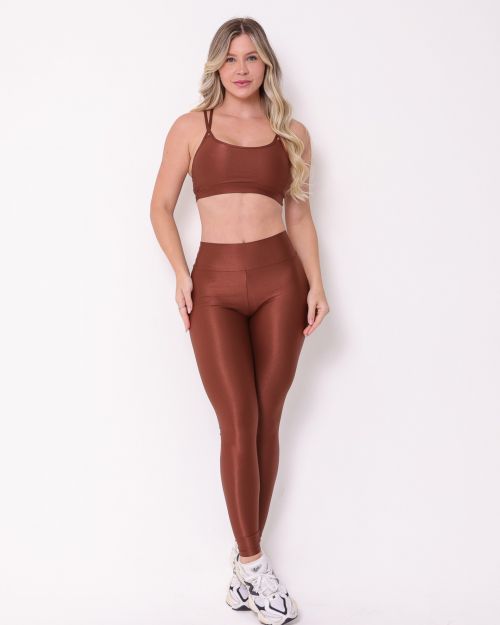 Conjunto Calça Legging Básica Compressão + Top Lu
