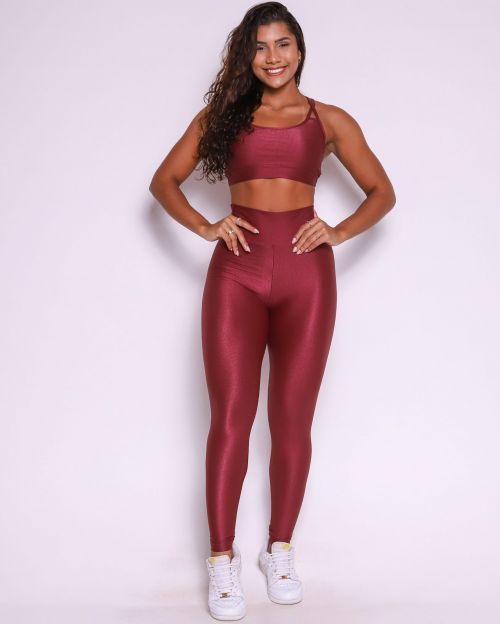 Conjunto Calça Legging Básica Compressão + Top Lu