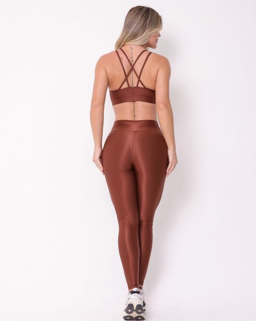 Conjunto Calça Legging Básica Compressão + Top Lu