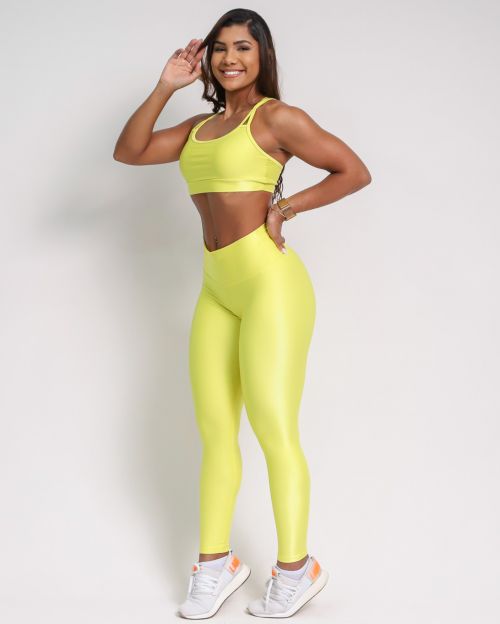 Conjunto Calça Legging Básica Compressão + Top Lu