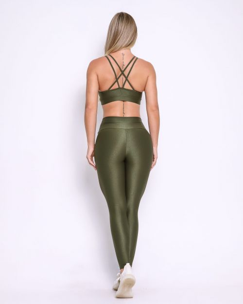 Conjunto Calça Legging Básica Compressão + Top Lu
