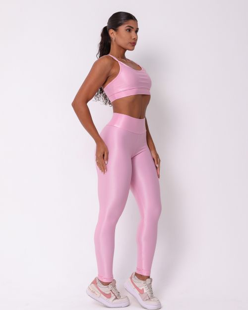 Conjunto Calça Legging Básica Compressão + Top Lu