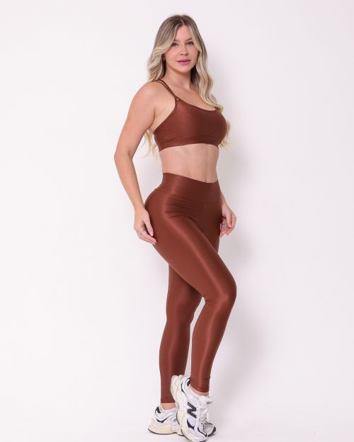 Conjunto Calça Legging Básica Compressão + Top Lu
