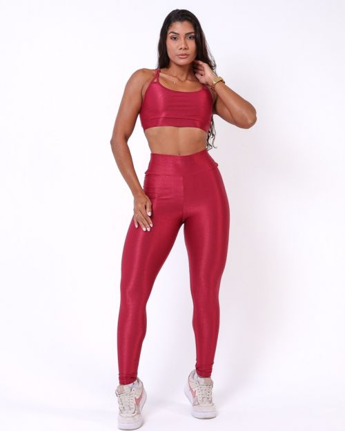 Conjunto Calça Legging Básica Compressão + Top Lu