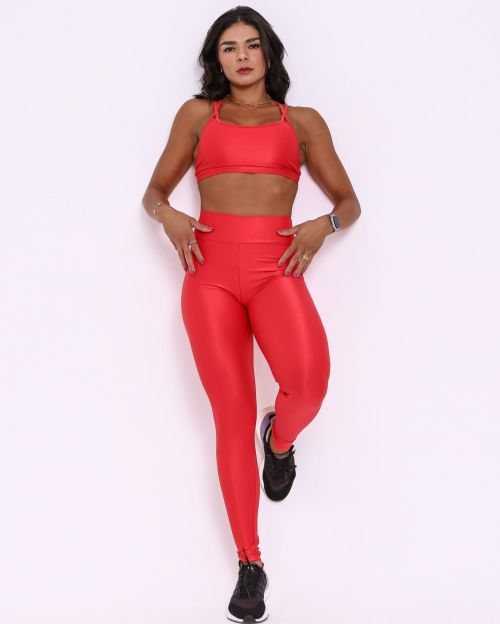 Conjunto Calça Legging Básica Compressão + Top Lu