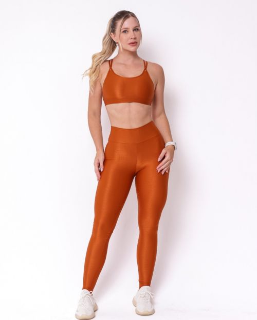 Conjunto Calça Legging Básica Compressão + Top Lu