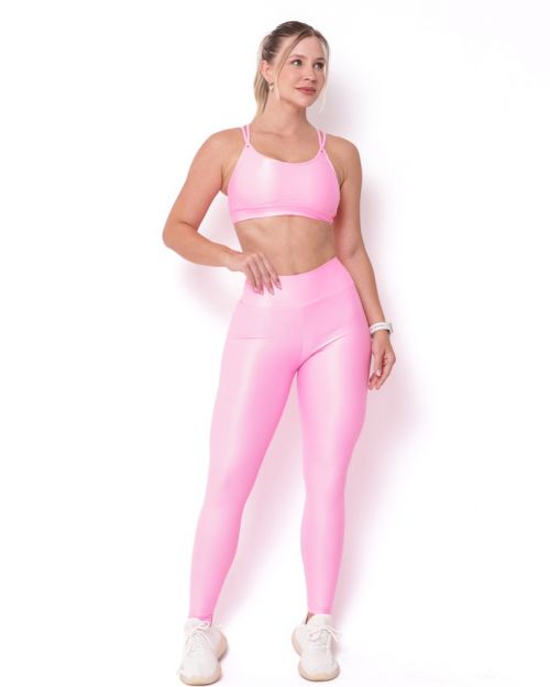 Conjunto Calça Legging Básica Compressão + Top Lu
