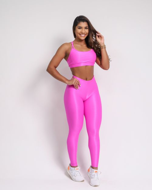 Conjunto Calça Legging Básica Compressão + Top Lu