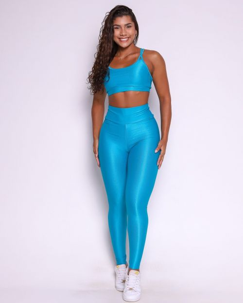 Conjunto Calça Legging Básica Compressão + Top Lu