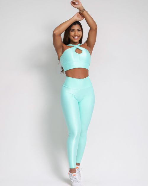 Conjunto Cal�a Legging B�sica Compress�o + Top Cruzado