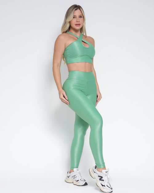 Conjunto Cal�a Legging B�sica Compress�o + Top Cruzado
