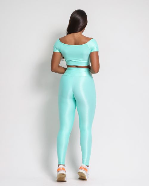 Conjunto Calça Legging Básica Compressão + Top Manguinha