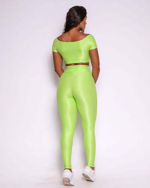 Conjunto Calça Legging Básica Compressão + Top Manguinha