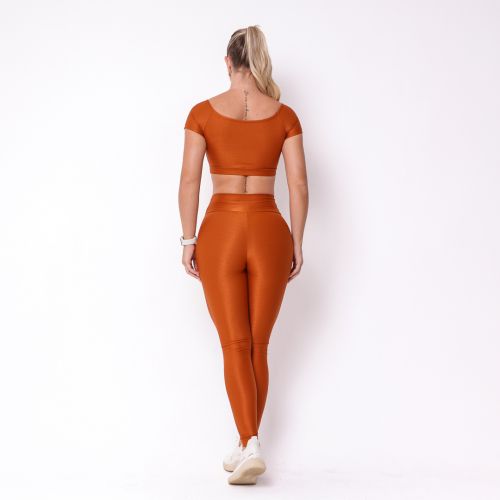 Conjunto Calça Legging Básica Compressão + Top Manguinha