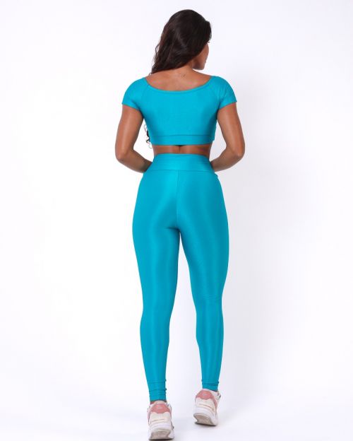 Conjunto Calça Legging Básica Compressão + Top Manguinha