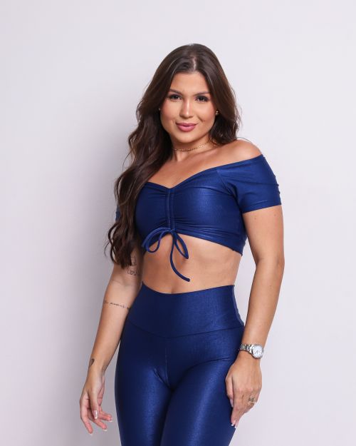 Conjunto Calça Legging Básica Compressão + Top Manguinha