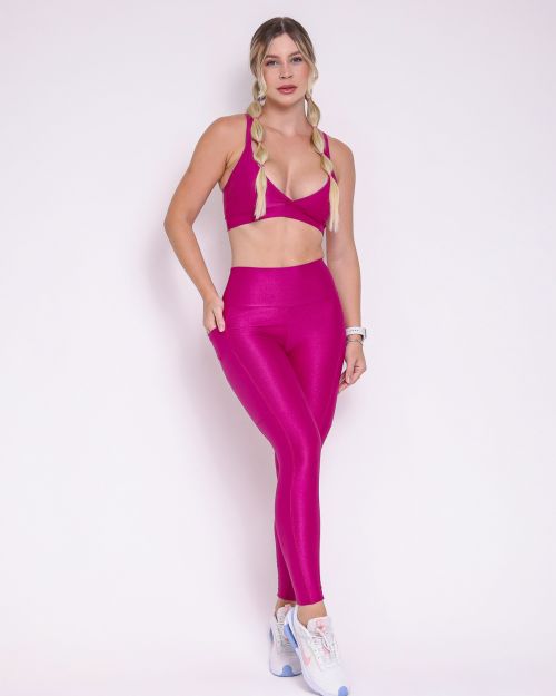 Conjunto Calça Legging Básica Bolso Compressão + Top Vivi