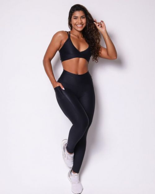 Conjunto Calça Legging Básica Bolso Compressão + Top Vivi