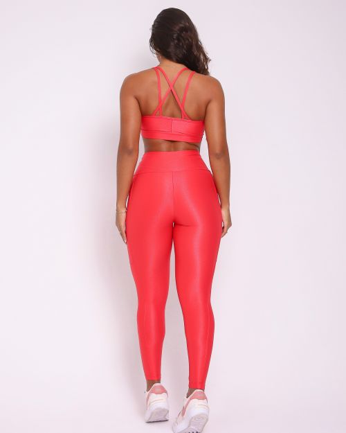 Conjunto Calça Legging Básica Bolso Compressão + Top Vivi