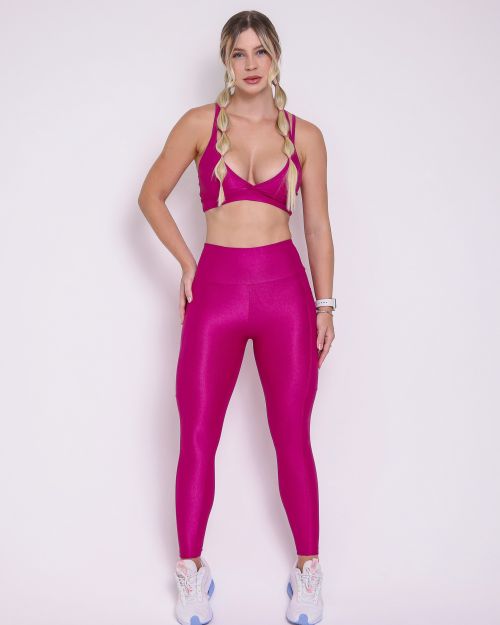 Conjunto Calça Legging Básica Bolso Compressão + Top Vivi