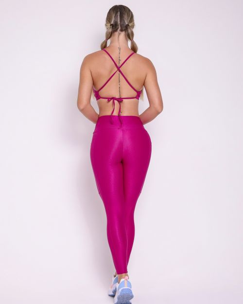 Conjunto Calça Legging Básica Bolso Compressão + Top Paula