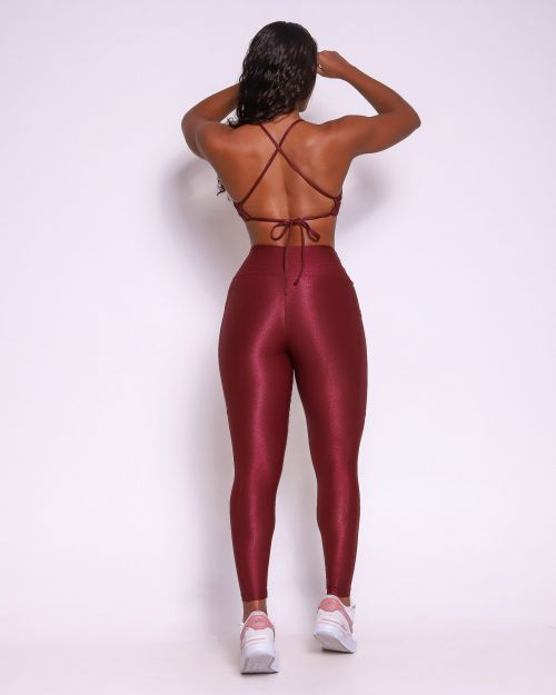 Conjunto Calça Legging Básica Bolso Compressão + Top Paula