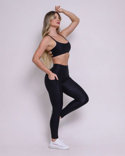Conjunto Cal�a Legging B�sica Bolso Compress�o + Top Aline