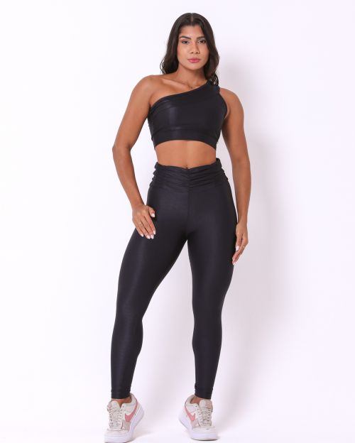 Conjunto Calça Básica Cós Franzido Compressão + Top Paloma