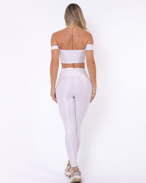 Conjunto Calça Básica Cós Franzido Compressão + Top Ciganinha