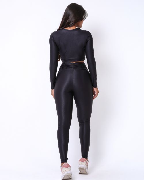 Conjunto Calça Básica Cós Franzido Compressão + Top Maria