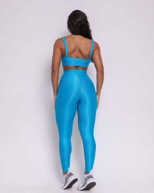 Conjunto Calça Legging Básica Cós Cruzado Compressão + Top Tai