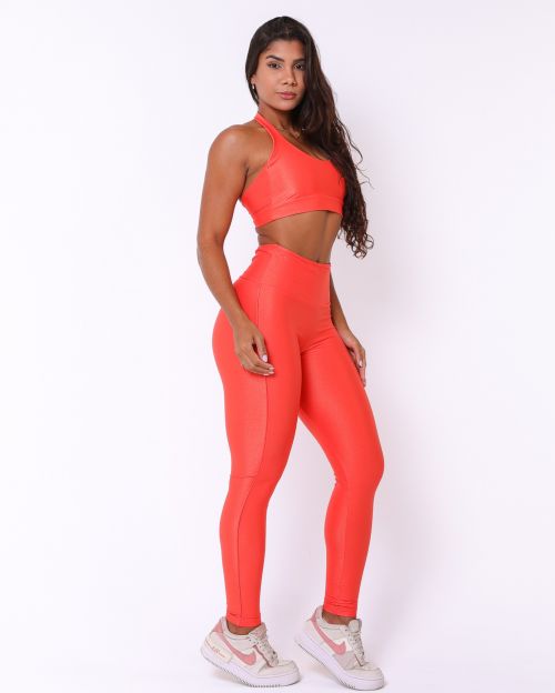 Conjunto Calça Legging Empina Vivo Cós Reto Compressão + Top Jhully