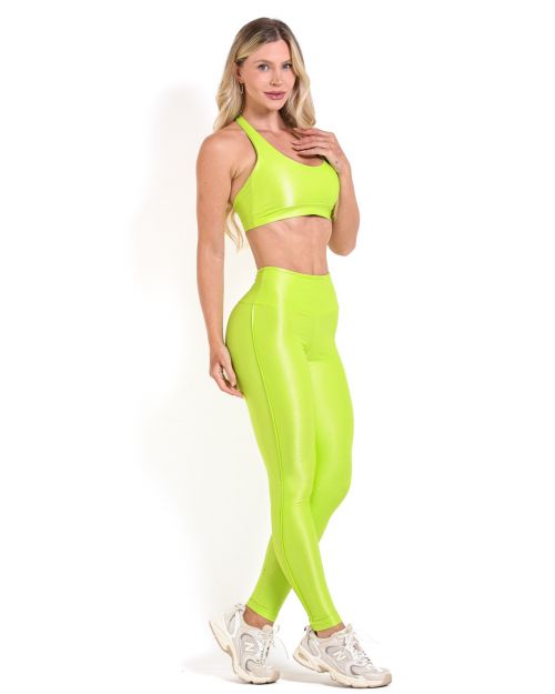 Conjunto Calça Legging Empina Vivo Cós Reto Compressão + Top Jhully