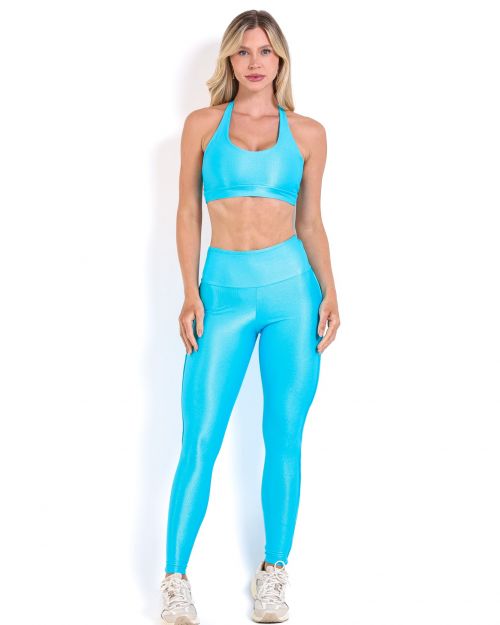 Conjunto Calça Legging Empina Vivo Cós Reto Compressão + Top Jhully