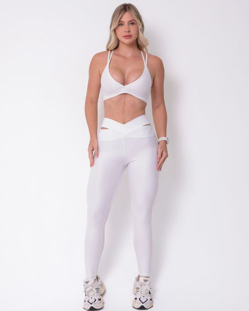 Conjunto Calça Legging Básica Cós Cruzado Compressão + Top Vivi