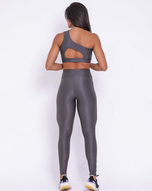 Conjunto Calça Legging Básica Cós Cruzado Compressão + Top Paloma