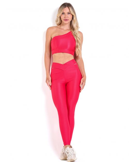Conjunto Calça Legging Básica Cós Cruzado Compressão + Top Paloma