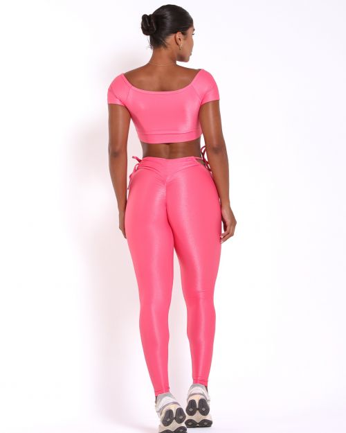Conjunto Cal�a Empina Ajuste Compress�o + Top Manguinha